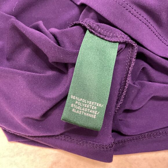 Lauren Ralph Lauren Women’s Purple Draped Neck side Sheath Dress Size 16 Classic - Picture 10 of 10